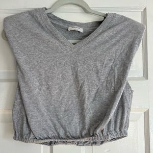 Babaton Shoulder Pad Cropped 100% Cotton T-Shirt